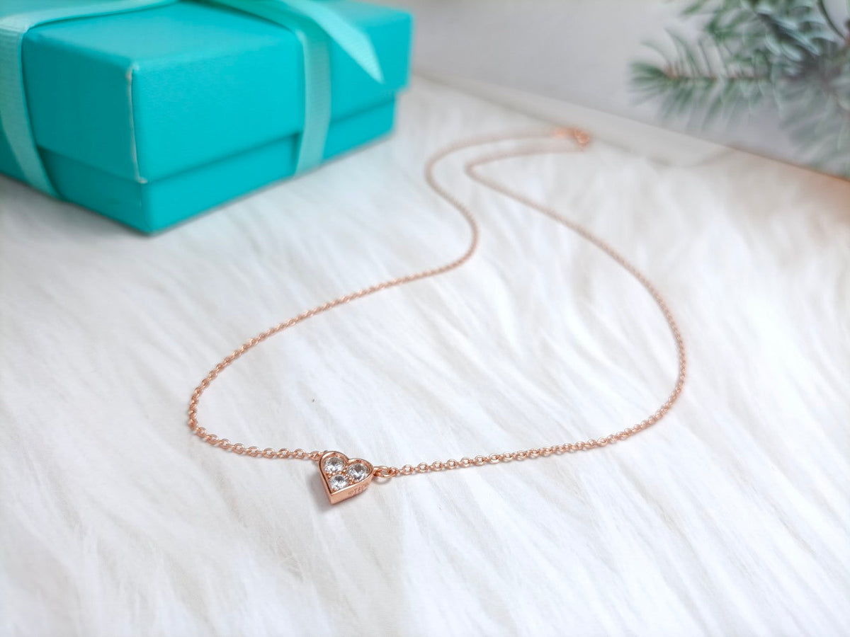 [⭐Luxery Jewels]HEART 3 DIAMONDS PEDANT NECKLACE