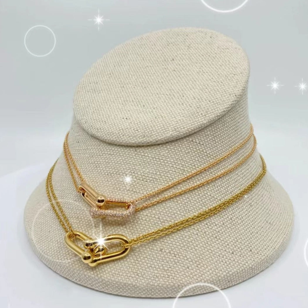 [⭐Luxery Jewels]ハードウェア ゴールド ダブルリンク ネックレス