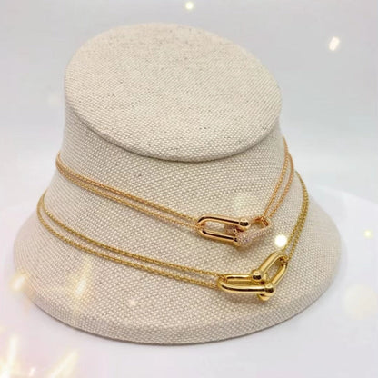 [⭐Luxery Jewels]ハードウェア ゴールド ダブルリンク ネックレス
