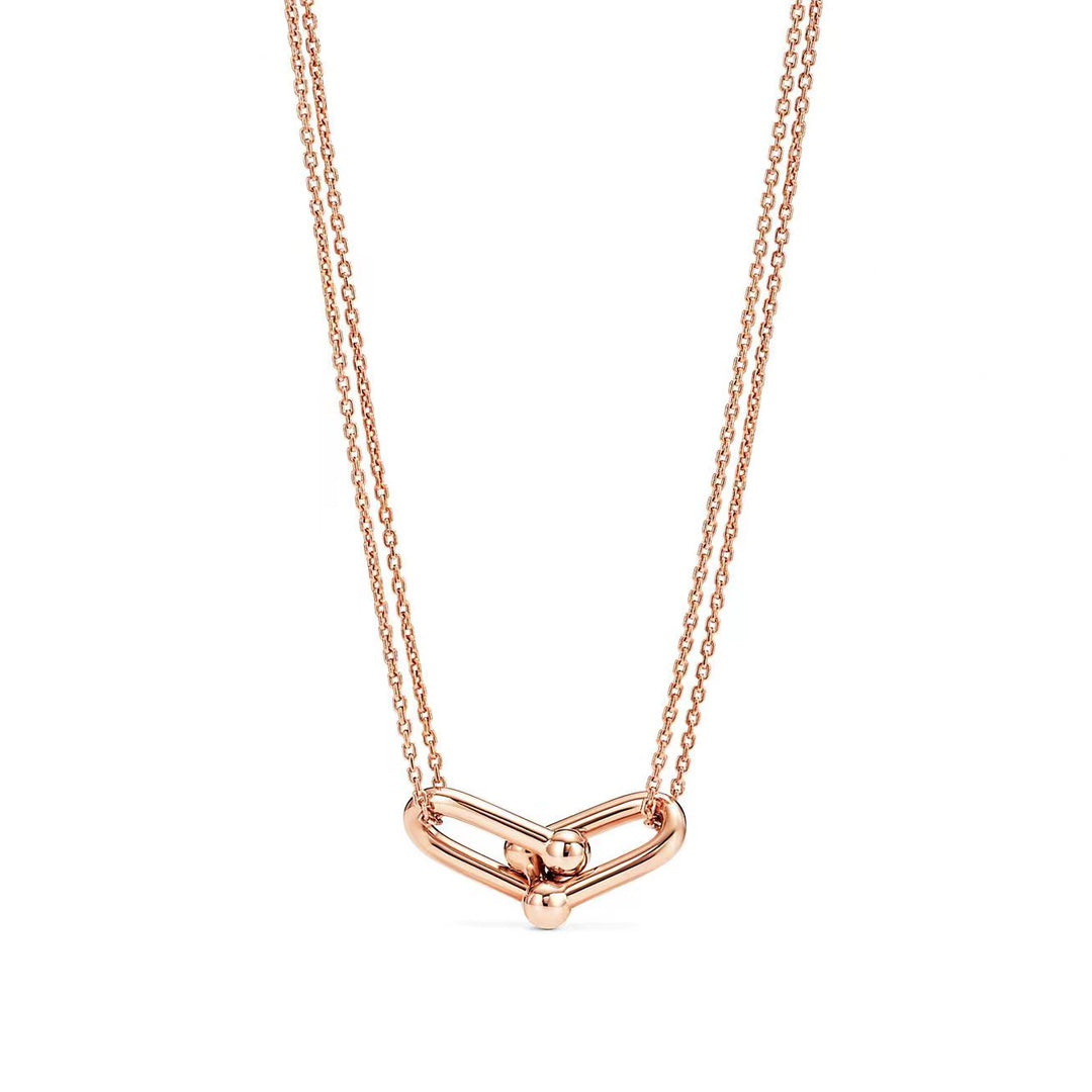 [⭐Luxery Jewels]ハードウェア ゴールド ダブルリンク ネックレス