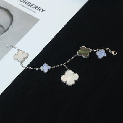 [Luxery]CLOVER BRACELET 5 MOTIFS MOP CHALCEDONY SILVER