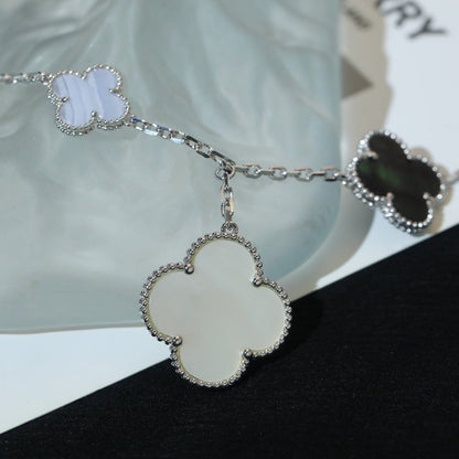 [Luxery]CLOVER BRACELET 5 MOTIFS MOP CHALCEDONY SILVER