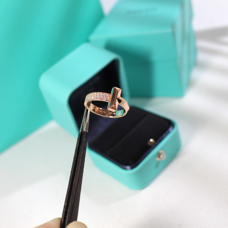[⭐Luxery Jewels]T1 SCHMALER DIAMANTRING IN ROSÉGOLD