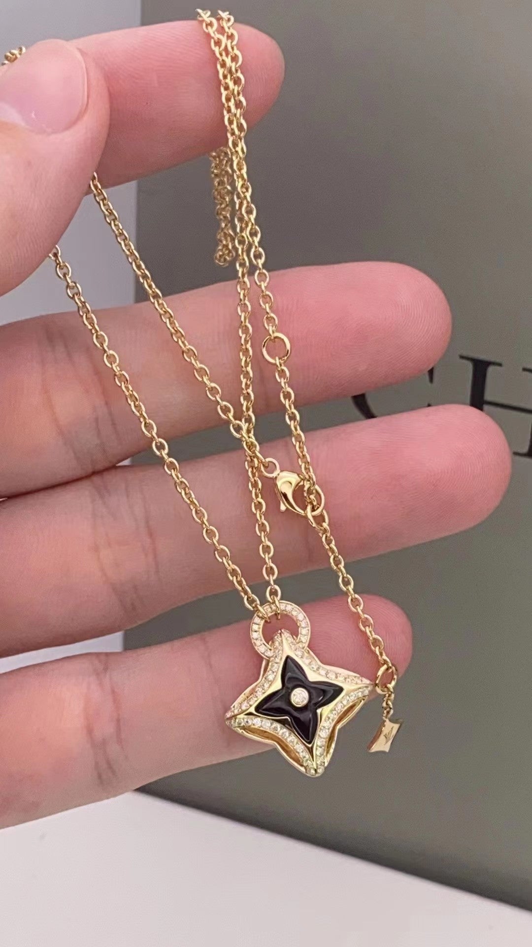 [Luxery]STAR PEDANT PINK GOLD DIAMOND NECKLACE