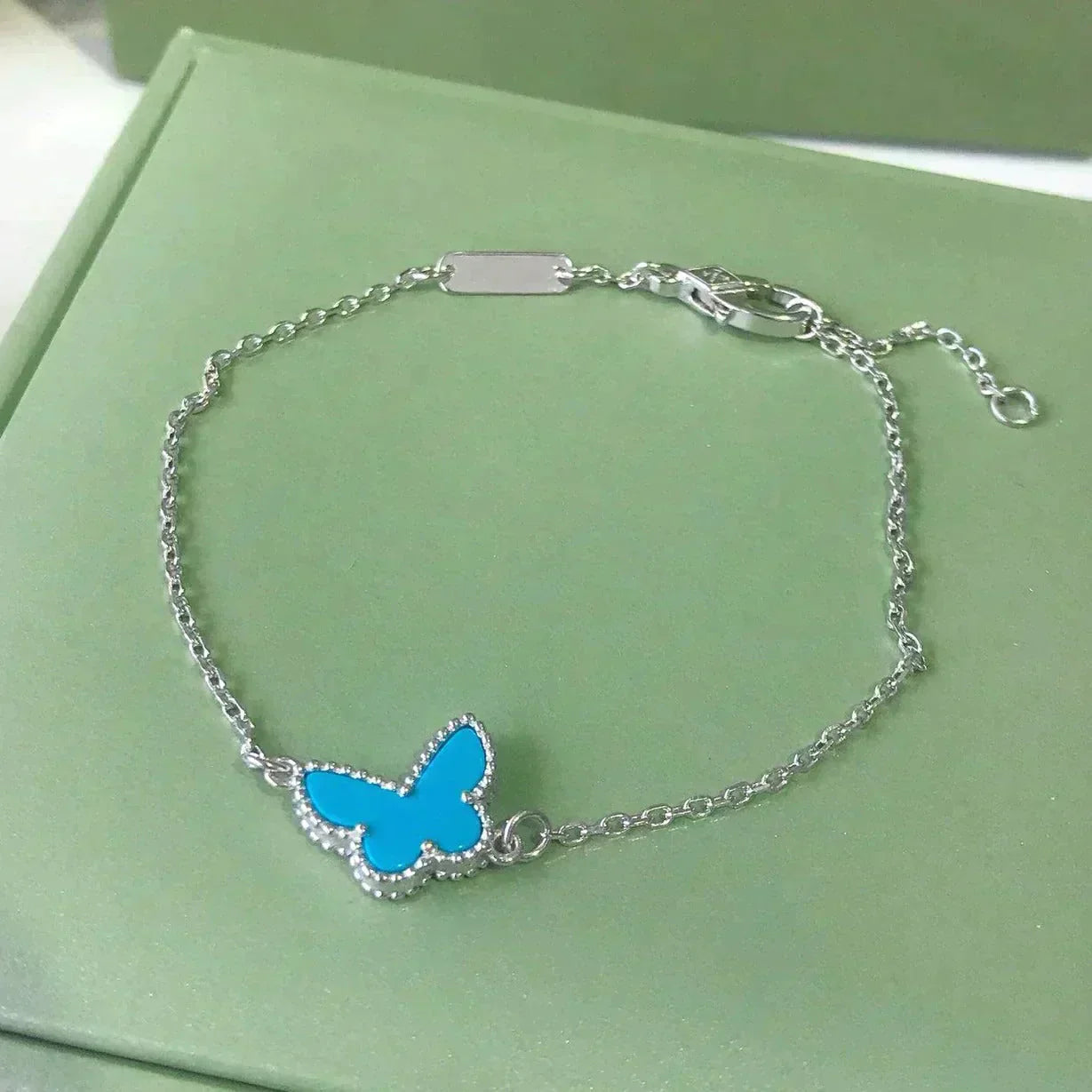 [Luxery]BUTTERFLY TURQUOISE BUTTERFLY BRACELET SILVER