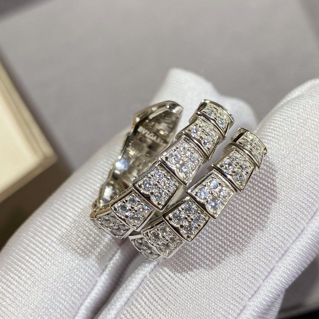 [⭐Luxus]SERPENTI DOPPELRING SILBER DIAMANTBESETZT