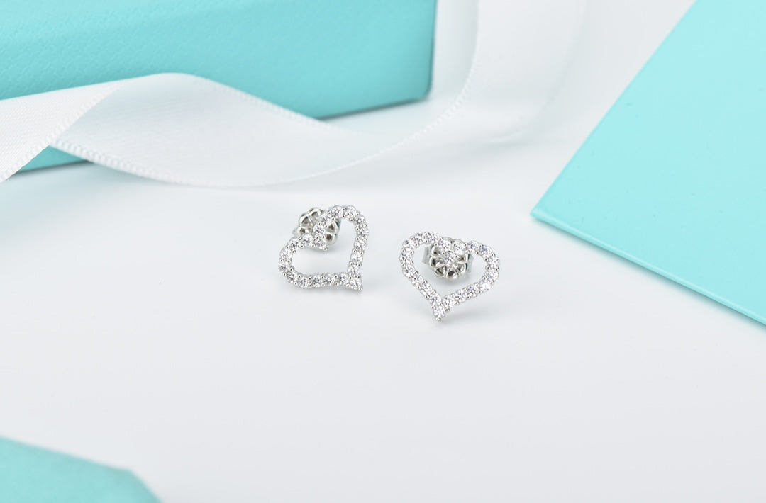 [⭐Luxery Jewels]OPEN HEART STUD DIAMOND EARRINGS
