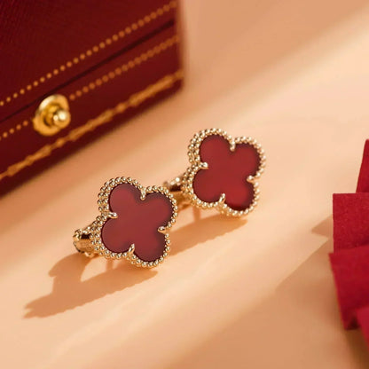 [Luxery]CLOVER MEDIUM 1 MOTIFS CARNELIAN  EARRINGS