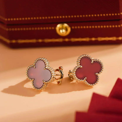 [Luxery]CLOVER MEDIUM 1 MOTIFS CARNELIAN  EARRINGS