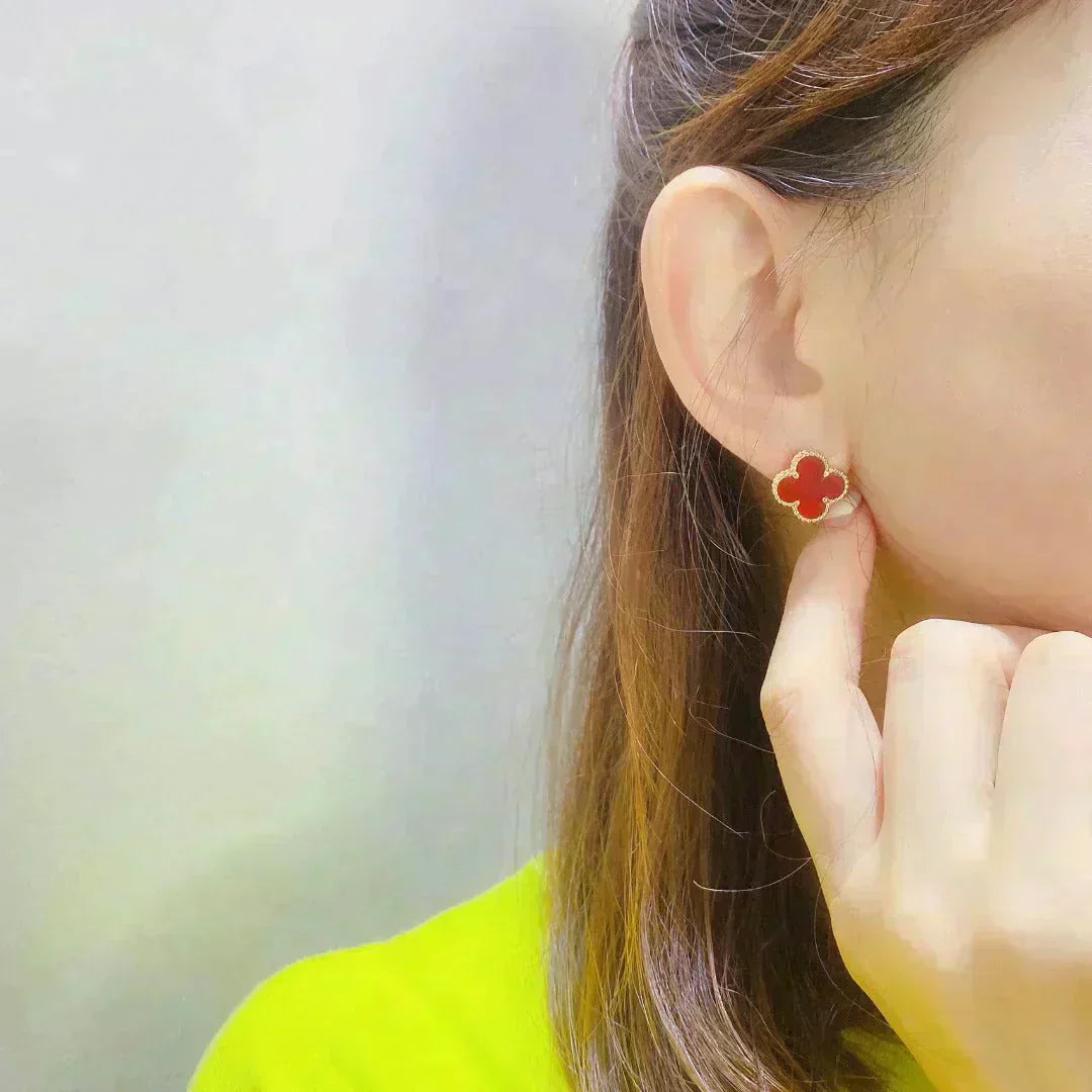 [Luxery]CLOVER MEDIUM 1 MOTIFS CARNELIAN  EARRINGS