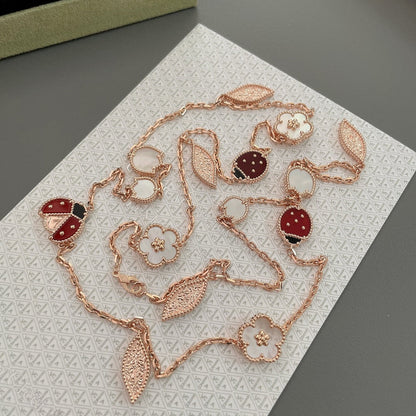 [Luxery]LUCKY SPRING 15 MOTIFS ROSE GOLD NECKLACE