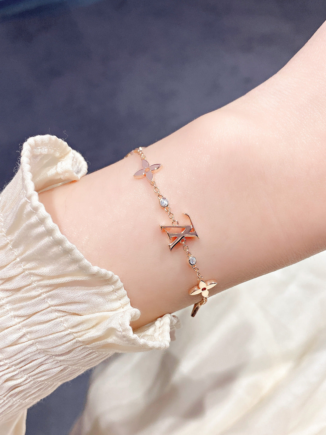 [Luxery]STAR AND SUN 7 MOTIFS GOLD BRACELET