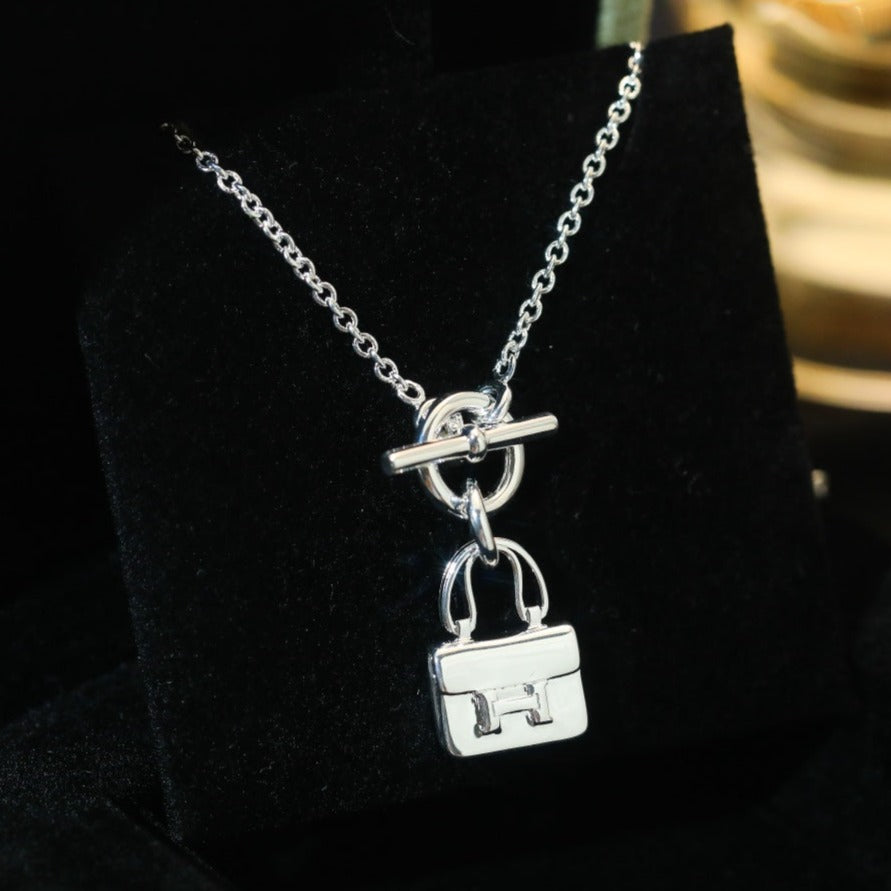 [Luxery]POP H PEDANT SILVER NECKLACE