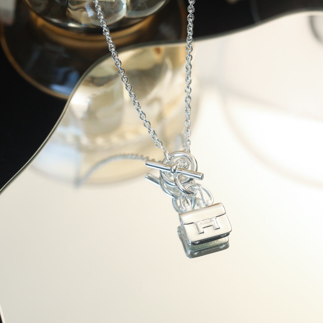 [Luxery]POP H PEDANT SILVER NECKLACE