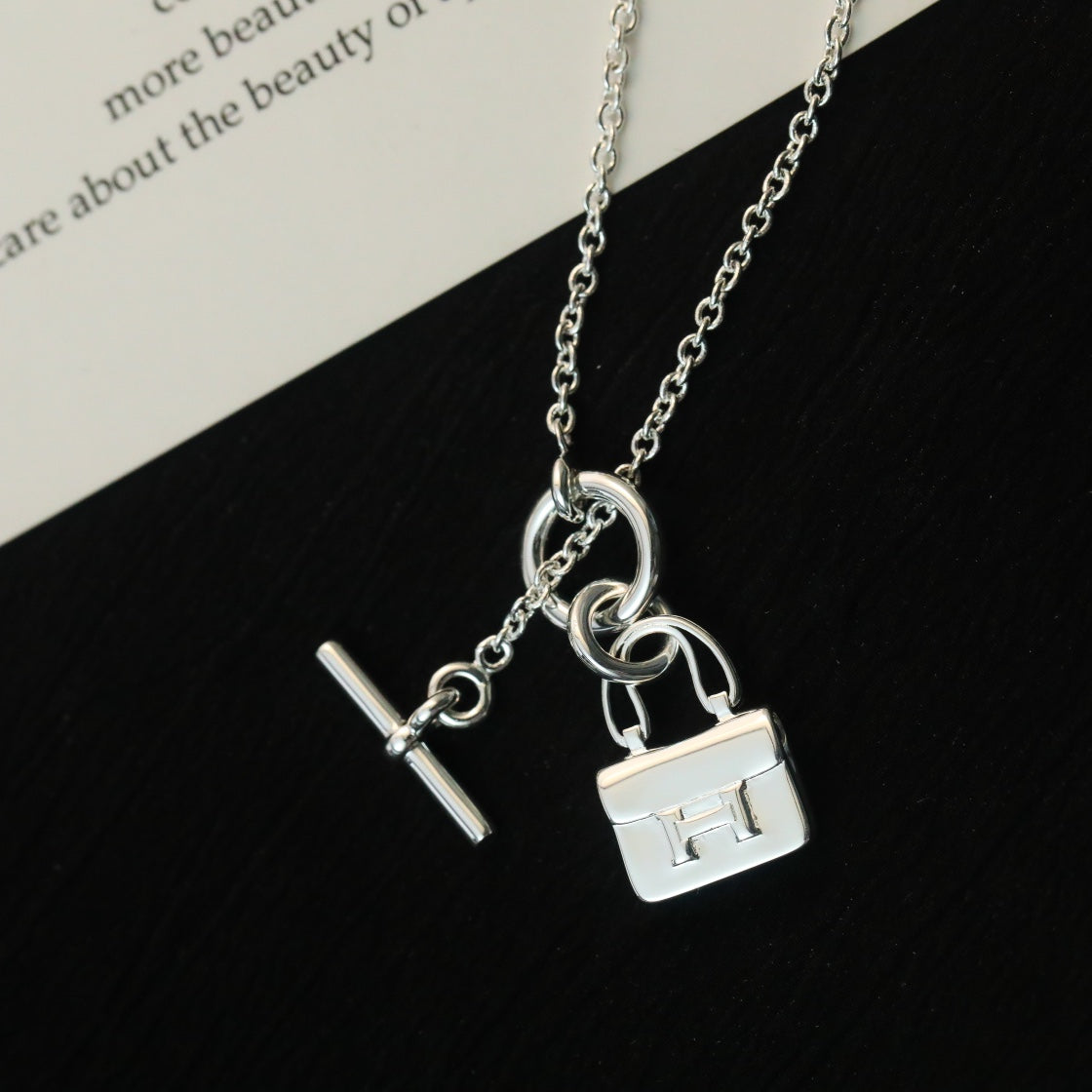 [Luxery]POP H PEDANT SILVER NECKLACE