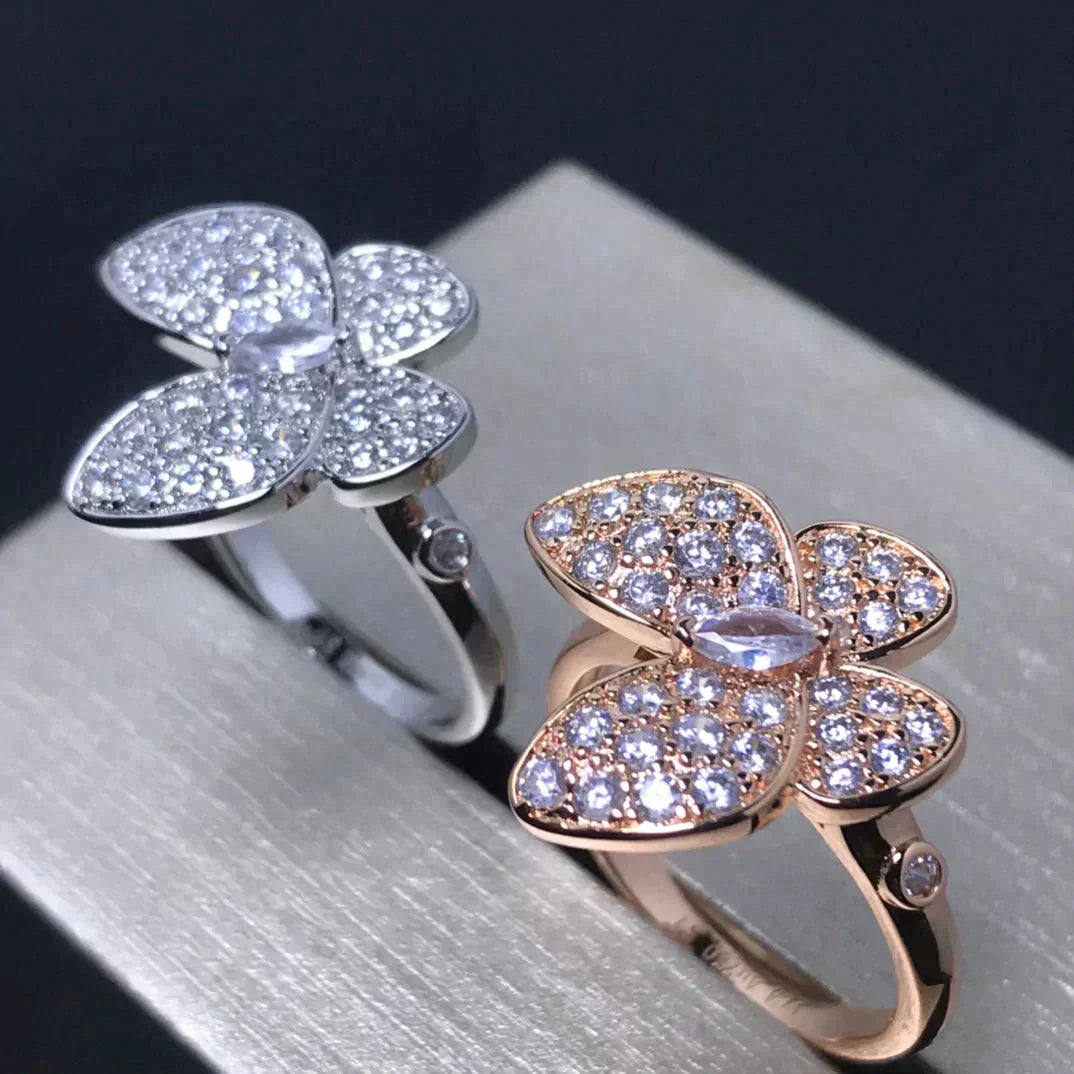 [Luxery]BUTTERFLY PINK GOLD DIAMOND RING
