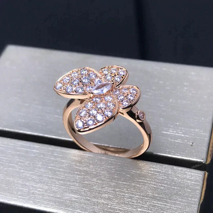 [Luxery]BUTTERFLY PINK GOLD DIAMOND RING