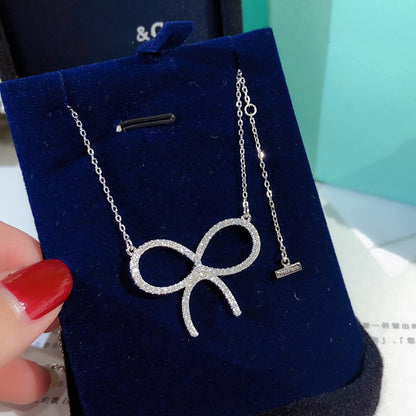 [⭐Luxery Jewels]CLAW SET RHODIUM PLATED BOW NECKLACE