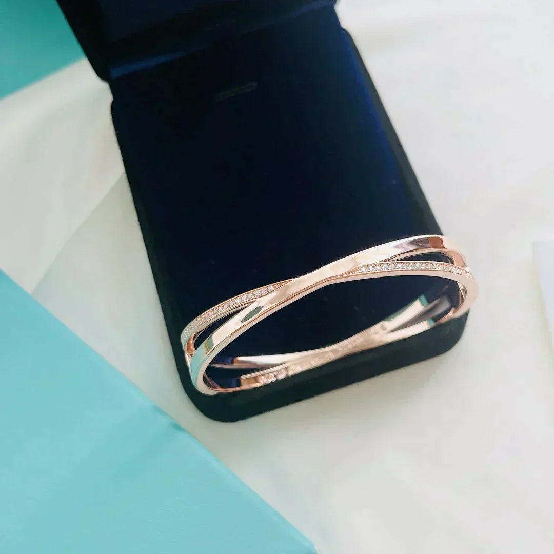 [⭐Luxery Jewels]NARROW HINGED BANGLEIN WITH DIAMONDS SMALL