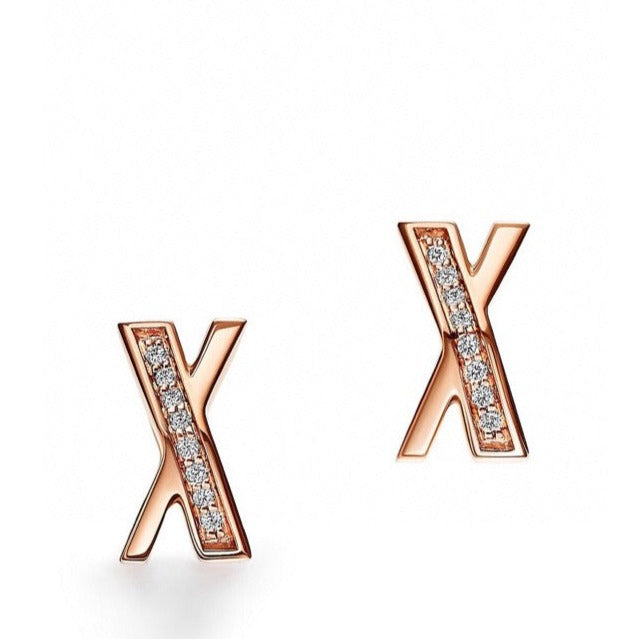[⭐Luxery Jewels]Xイヤリング ローズゴールド ダイヤモンド