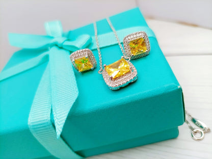 [⭐Luxery Jewels]⭐LuxeryLERS CITRINE GEMSTONE PENDANT NECKLACE STERLING SILVER