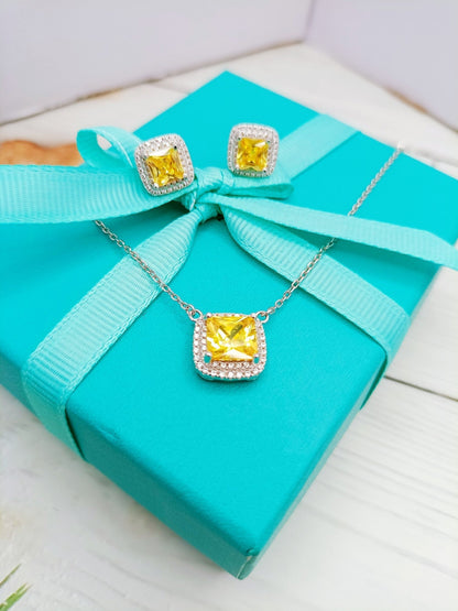 [⭐Luxery Jewels]⭐LuxeryLERS CITRINE GEMSTONE PENDANT NECKLACE STERLING SILVER