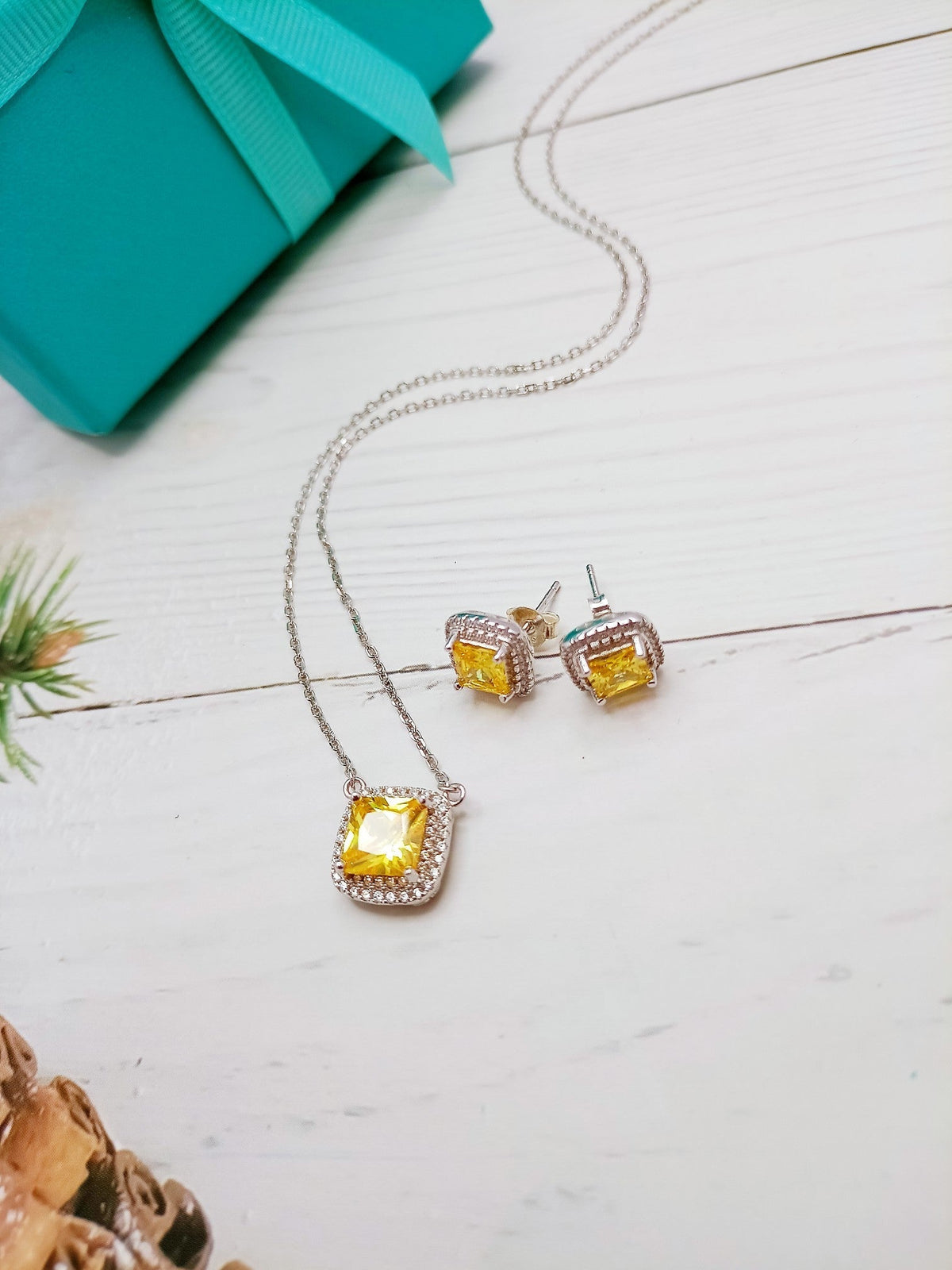[⭐Luxery Jewels]⭐LuxeryLERS CITRINE GEMSTONE PENDANT NECKLACE STERLING SILVER