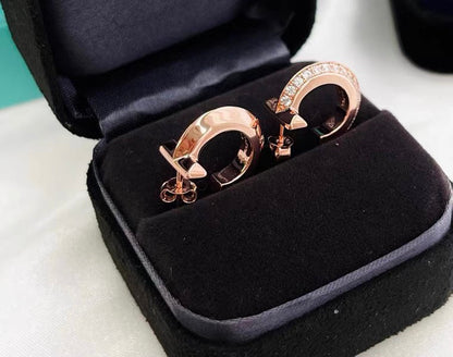 [⭐Luxery Jewels]CREOLEN IN ROSÉGOLD MIT DIAMANTEN