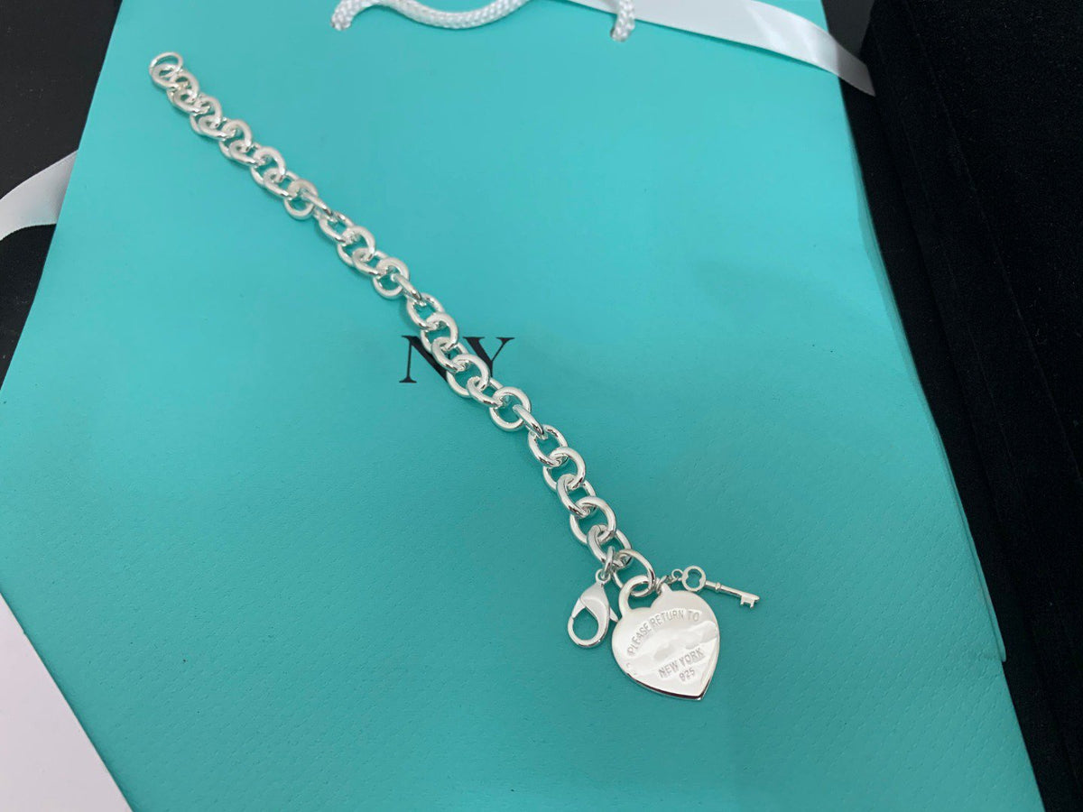 [⭐Luxery Jewels]KEY HEART CARD CHUNKY INTERLOCKING BRACELET LENGTH