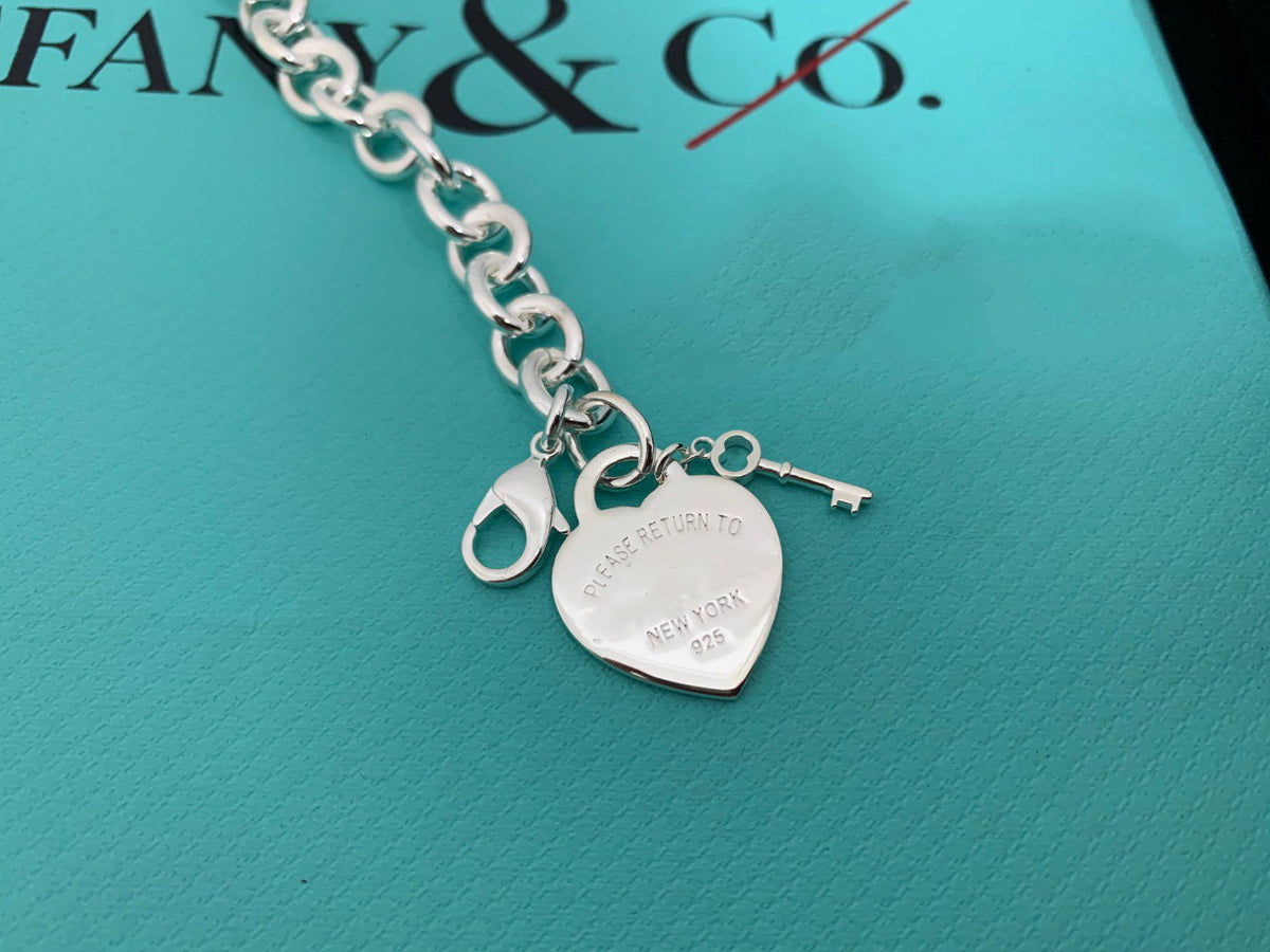 [⭐Luxery Jewels]KEY HEART CARD CHUNKY INTERLOCKING BRACELET LENGTH