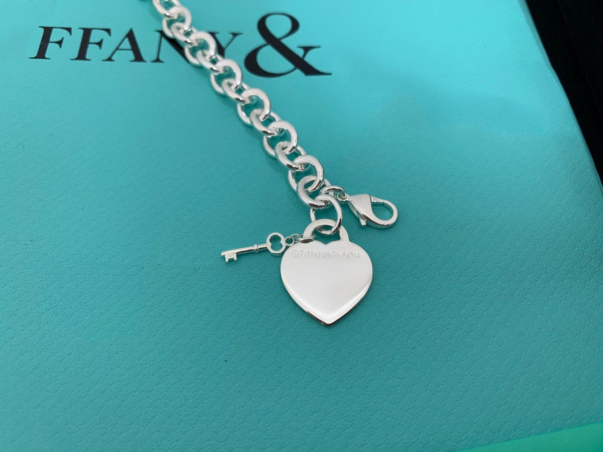 [⭐Luxery Jewels]KEY HEART CARD CHUNKY INTERLOCKING BRACELET LENGTH