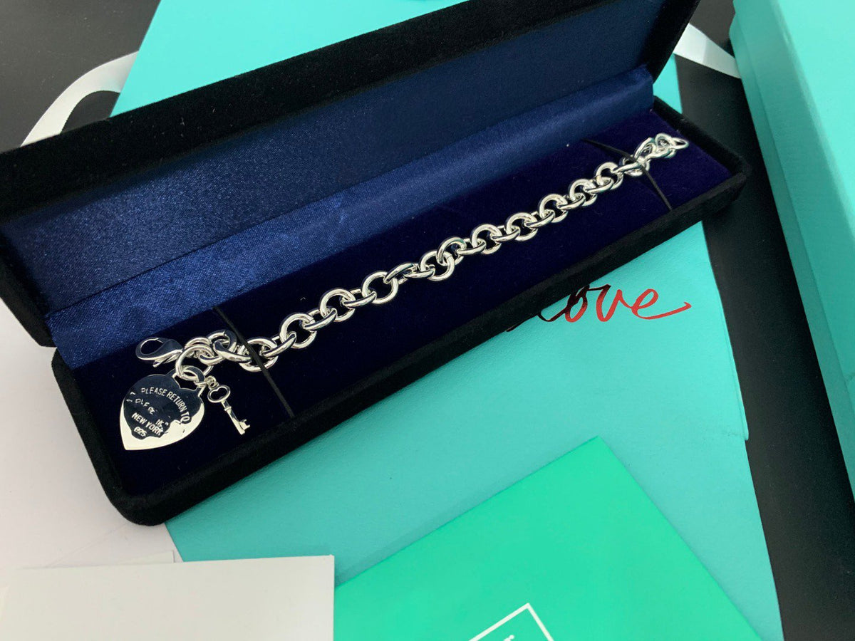 [⭐Luxery Jewels]KEY HEART CARD CHUNKY INTERLOCKING BRACELET LENGTH