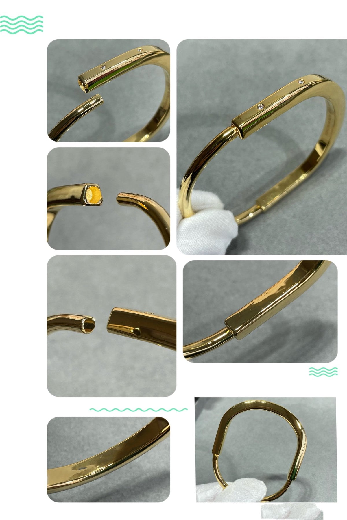 [⭐Luxery Jewels]LOCK-ARMBAND 8 DIAMANTEN
