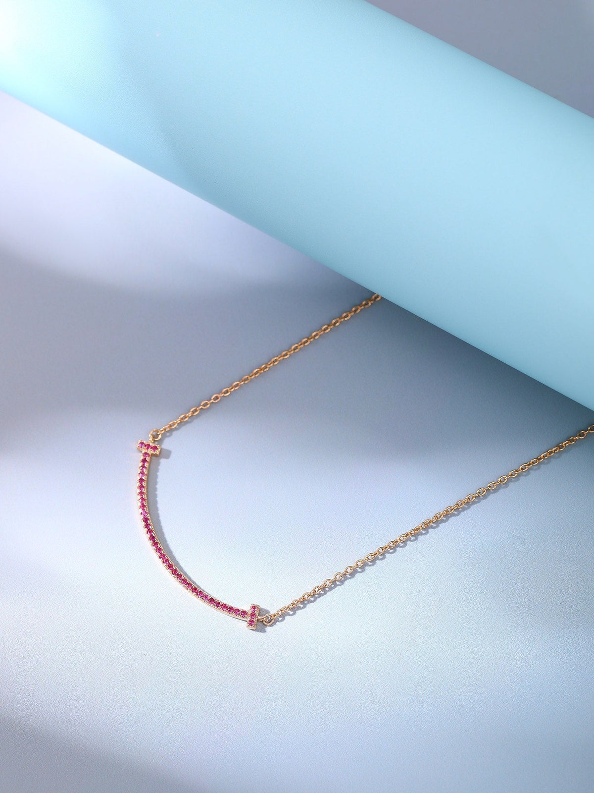 [⭐Luxery Jewels]BIG SMILE PEDANT PINK DIAMOND NECKLACE