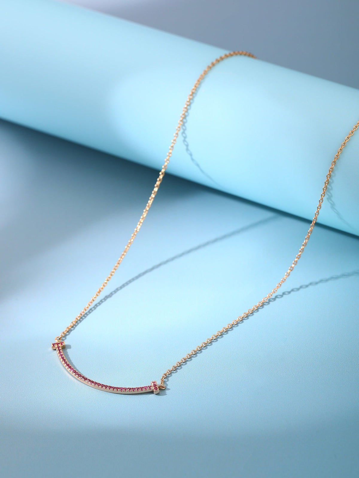 [⭐Luxery Jewels]BIG SMILE PEDANT PINK DIAMOND NECKLACE