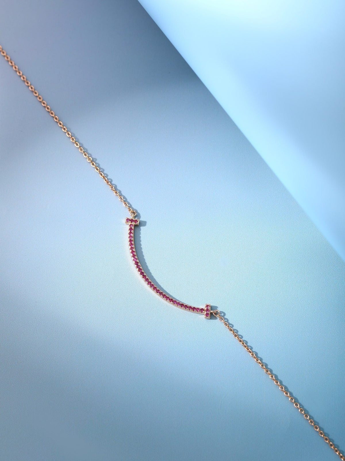 [⭐Luxery Jewels]BIG SMILE PEDANT PINK DIAMOND NECKLACE