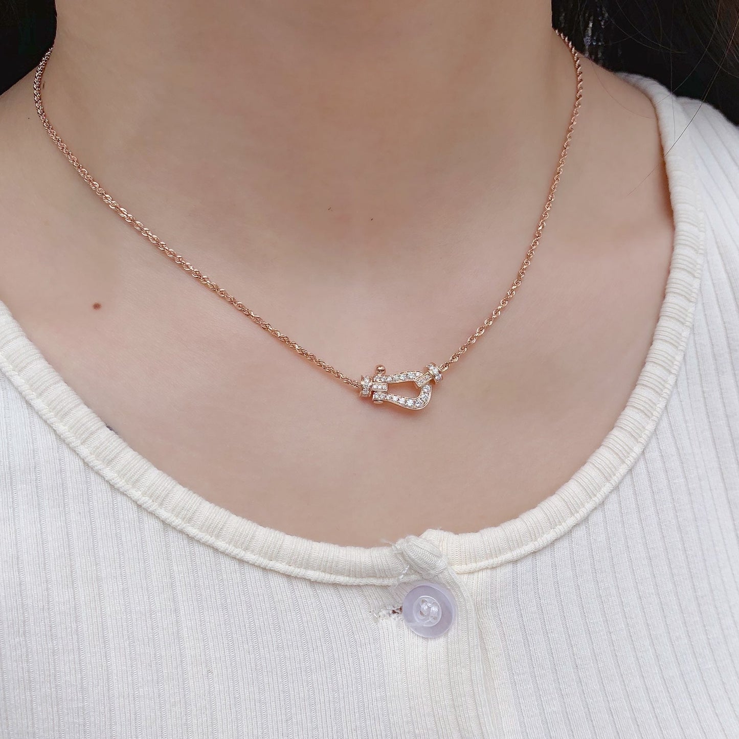[Luxery]FORCE 10 PINK GOLD DIAMOND NECKLACE