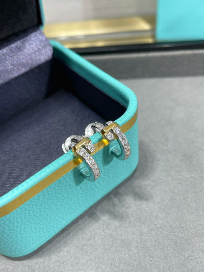 [⭐Luxery Jewels]EDGE DIAMOND PINK GOLD EARRINGS