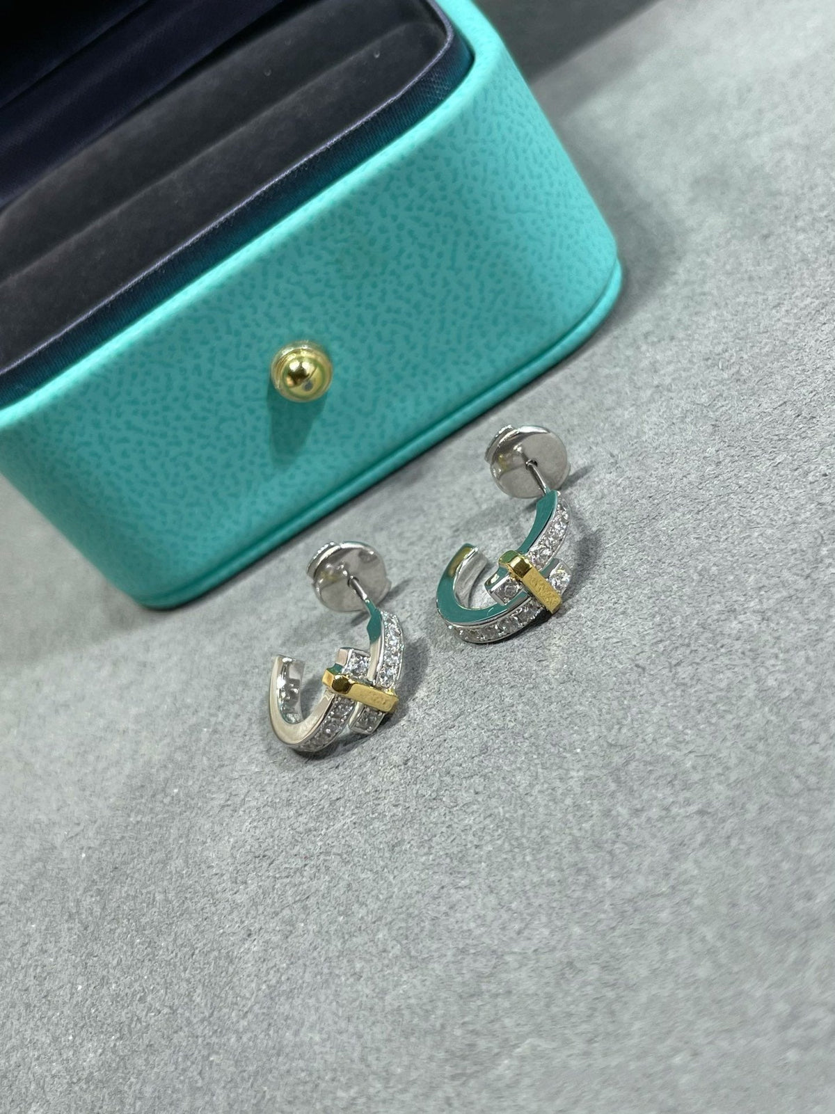 [⭐Luxery Jewels]EDGE DIAMOND PINK GOLD EARRINGS