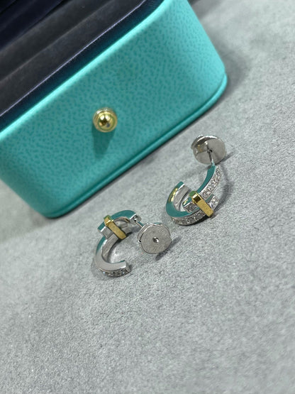 [⭐Luxery Jewels]EDGE DIAMOND PINK GOLD EARRINGS
