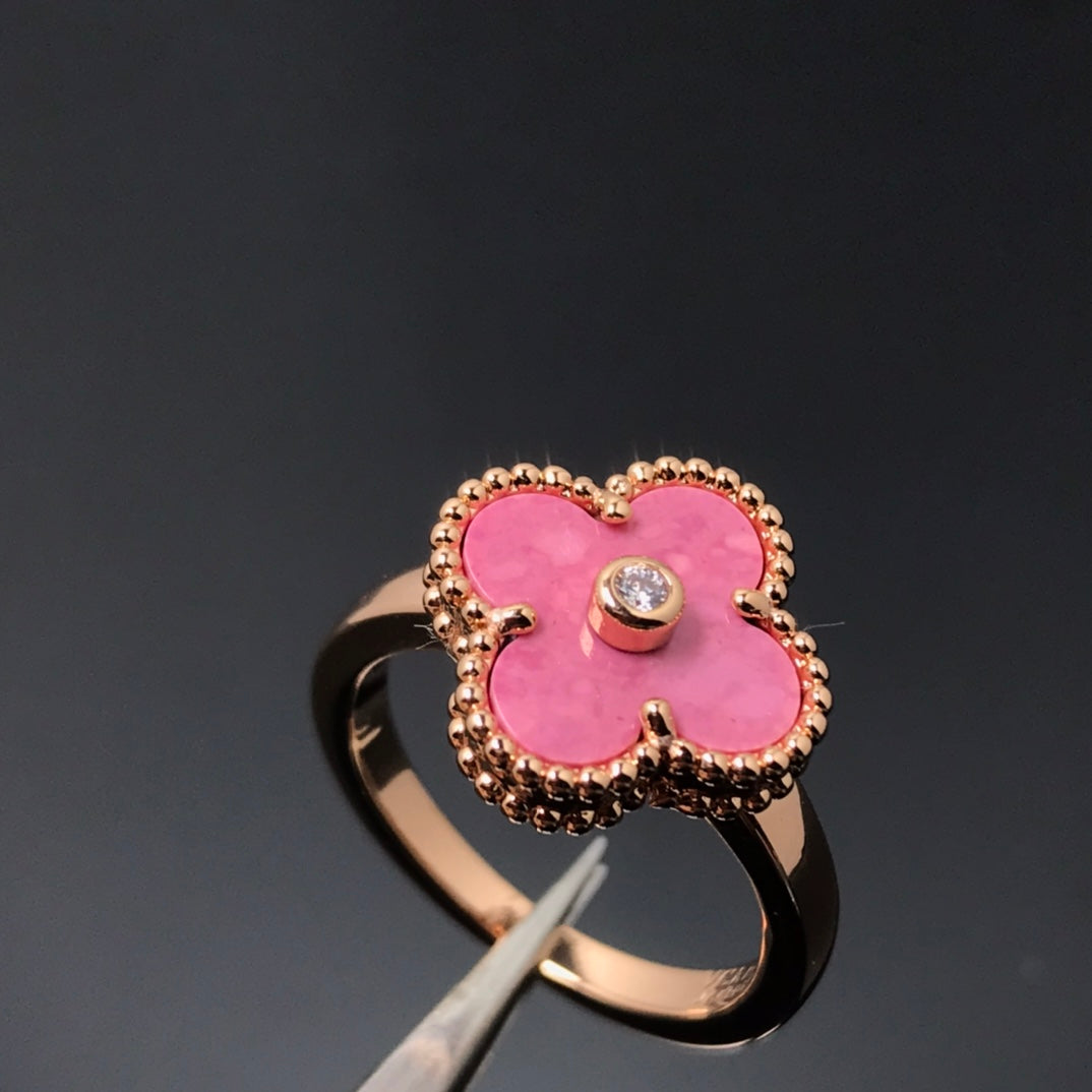 [Luxery]CLOVER RHODONITE ROSE GOLD RING