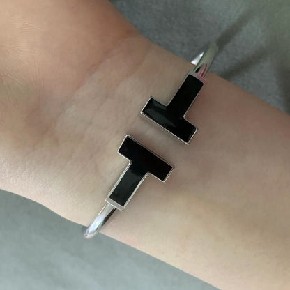 [⭐Luxery Jewels]T WIDE ONYX OPEN BRACELET