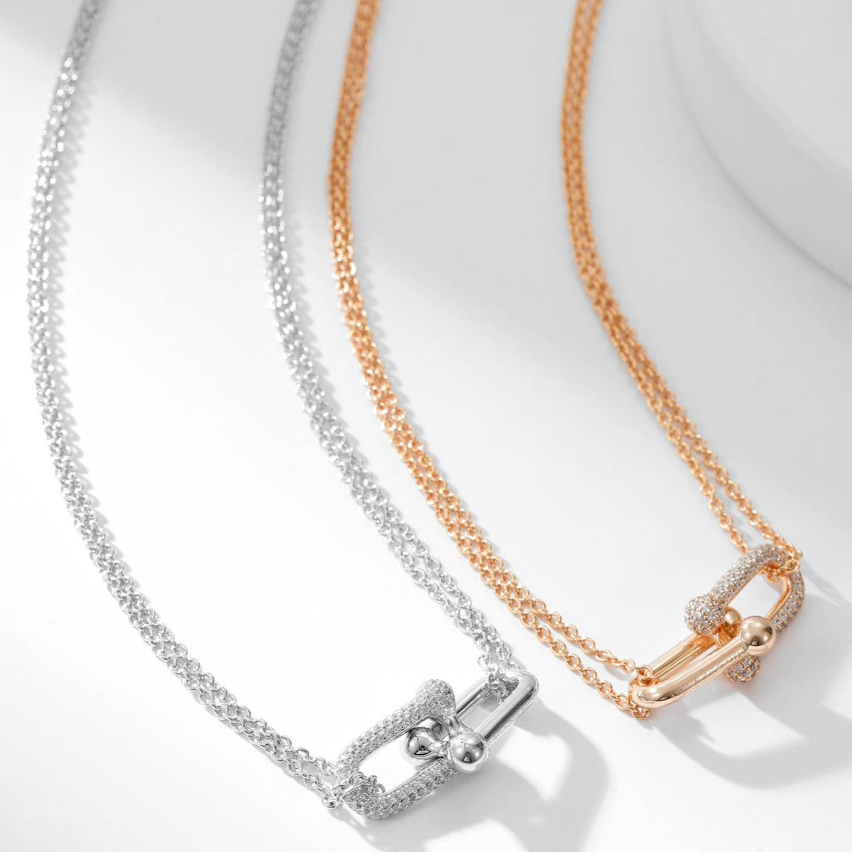 [⭐Luxery Jewels]HARDWEAR DIAMOND ANHÄNGER DOPPELKETTEN-HALSKETTE