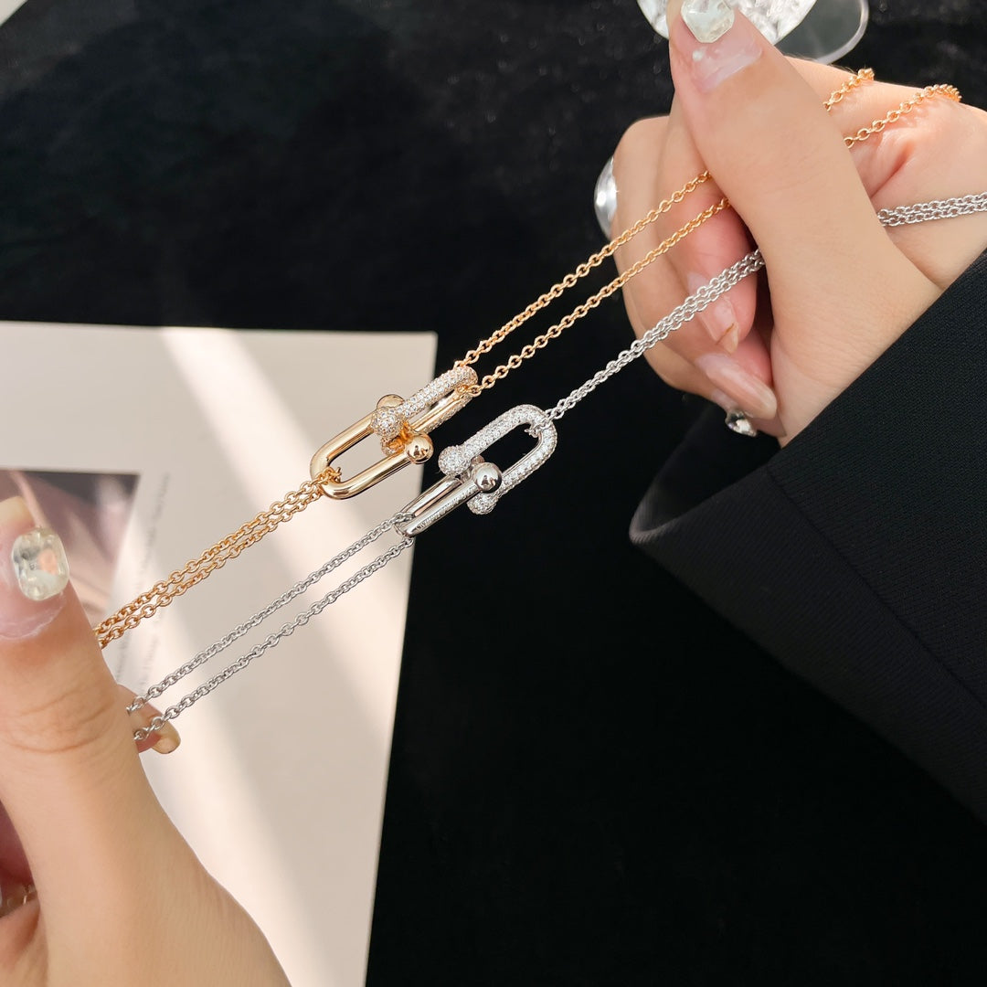 [⭐Luxery Jewels]HARDWEAR DIAMOND ANHÄNGER DOPPELKETTEN-HALSKETTE
