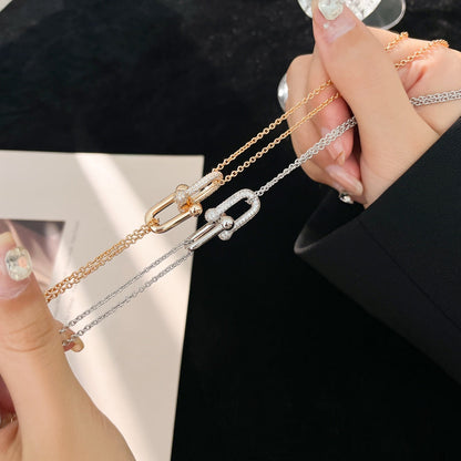[⭐Luxery Jewels]HARDWEAR DIAMOND ANHÄNGER DOPPELKETTEN-HALSKETTE