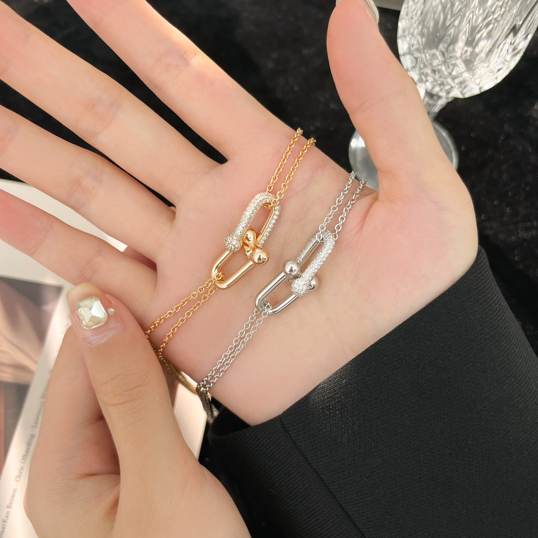 [⭐Luxery Jewels]HARDWEAR DIAMOND ANHÄNGER DOPPELKETTEN-HALSKETTE