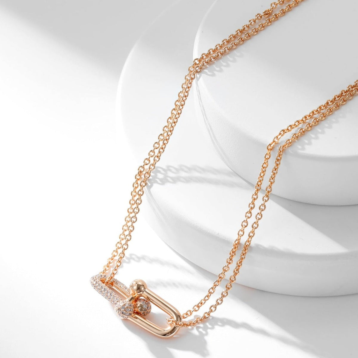 [⭐Luxery Jewels]HARDWEAR DIAMOND ANHÄNGER DOPPELKETTEN-HALSKETTE