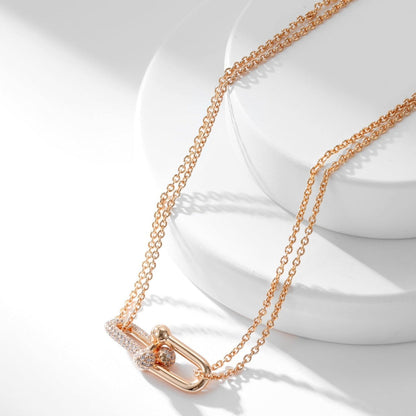 [⭐Luxery Jewels]HARDWEAR DIAMOND ANHÄNGER DOPPELKETTEN-HALSKETTE