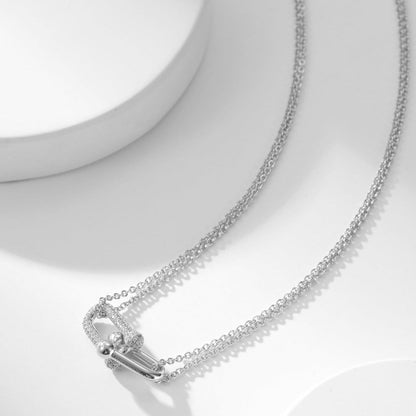 [⭐Luxery Jewels]HARDWEAR DIAMOND ANHÄNGER DOPPELKETTEN-HALSKETTE