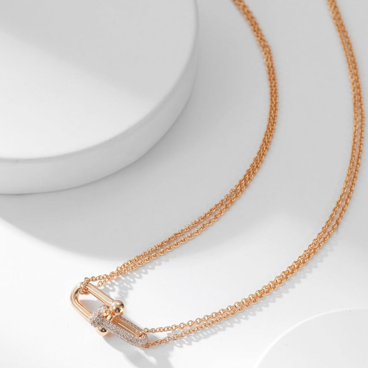 [⭐Luxery Jewels]HARDWEAR DIAMOND ANHÄNGER DOPPELKETTEN-HALSKETTE